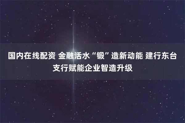 国内在线配资 金融活水“锻”造新动能 建行东台支行赋能企业智造升级