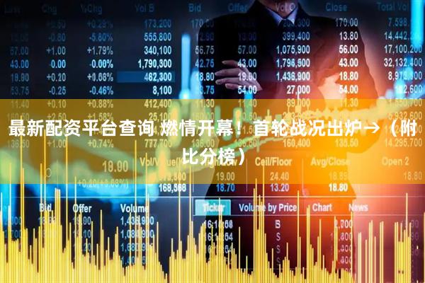 最新配资平台查询 燃情开幕！首轮战况出炉→（附比分榜）